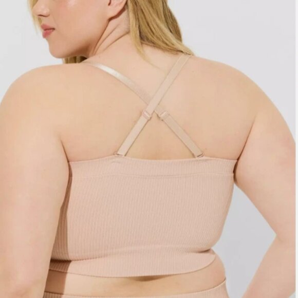 Torrid Women's 2 Plus Size Unlined Seamless Rib Bandeau Rose Dust New - Picture 3 of 6